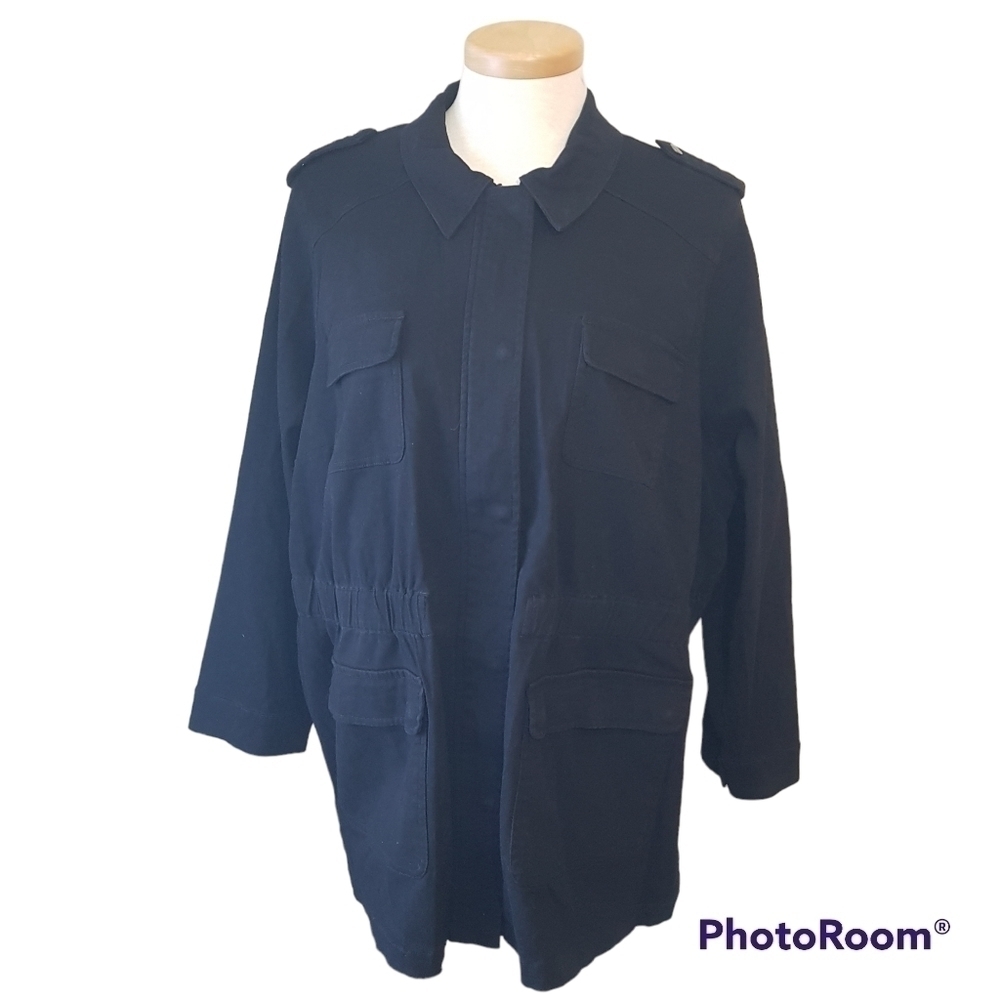 Torrid Twill Clean Anorak Zippered Black Utility Jacket With Pockets